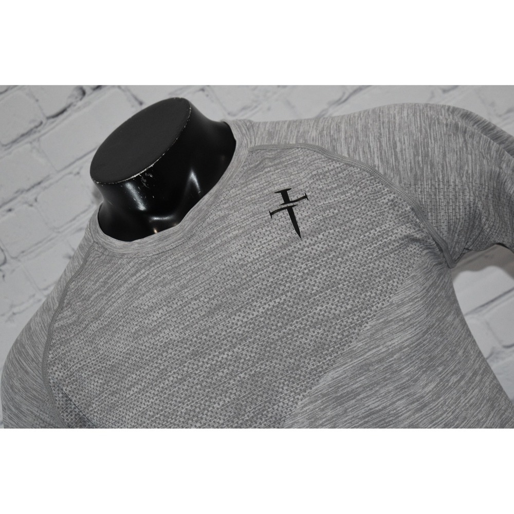 Three Nails Workout Shirt Mens Medium Gray Cross Logo Tee Gym Workout